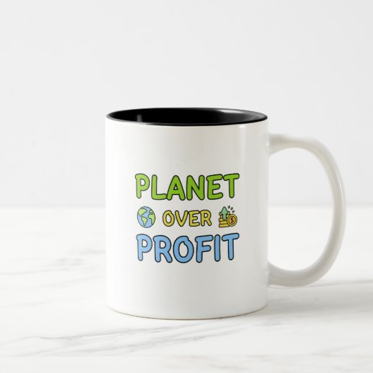 Planet over Profit - Sustainability Two-Toneコーヒー ツートーンマグカップ (右)