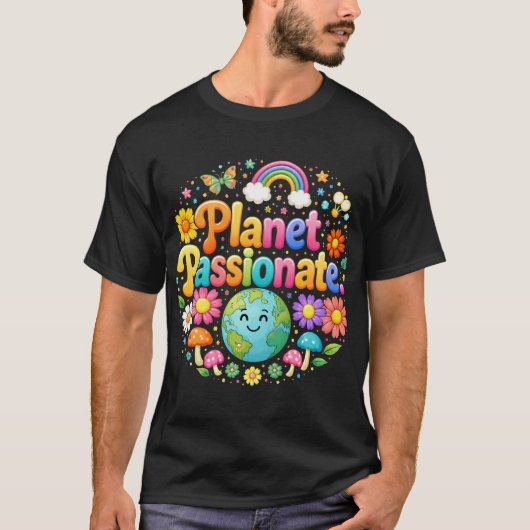 Planet Passionate Colorful Typography Tシャツ (正面)