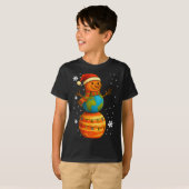 Planet Snowman Earth Saturn Christmas Holiday Art  Tシャツ (正面フル)