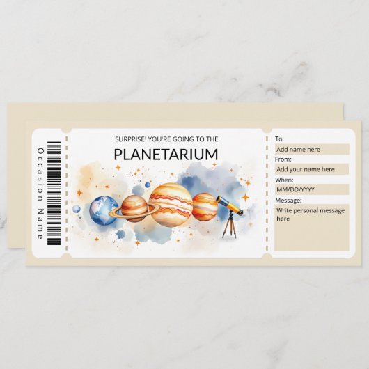 Planetarium Gift Certificate Template 招待状 (正面/裏面)