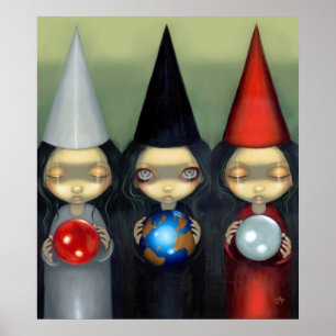 Planetary Witches ART PRINT gothic witch lowbrow ポスター
