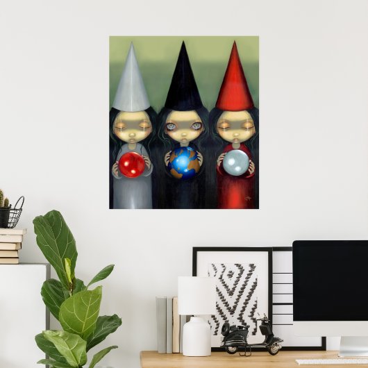 Planetary Witches ART PRINT gothic witch lowbrow ポスター (ホームオフィス)