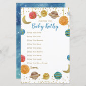 Planets Outer Spaceベビーシャワー祈りの言葉ベビー (正面/裏面)