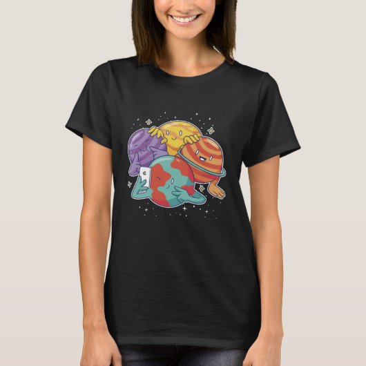 Planets selfie宇宙写真 tシャツ (正面)