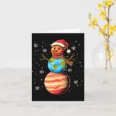Planets Snowman Space Funny Christmas Astronomy Fo カード (黄色い花)