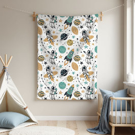 Planets & Stars Blanket Baby Boy Shower Gift フリースブランケット