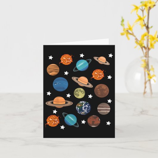 Planets Stars Moon Solar System Costume Halloween  カード (黄色い花)