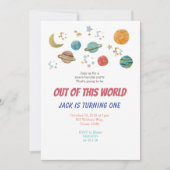 Planets Water color BIrthdayパーティーへの招待 招待状 (正面)