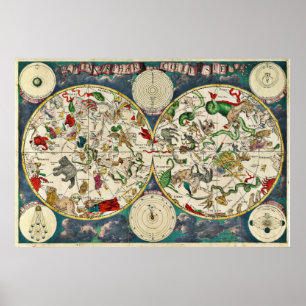 Planisphri Coeleste天上地図Frederick De Wit ポスター