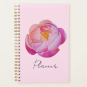 Planner fleur pivoine rose aquarelle プランナー手帳 (正面)