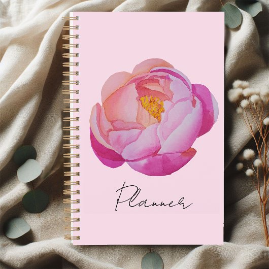 Planner fleur pivoine rose aquarelle プランナー手帳