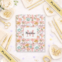 Planner Monogram Tea & Bookish Cats Pink プランナー手帳
