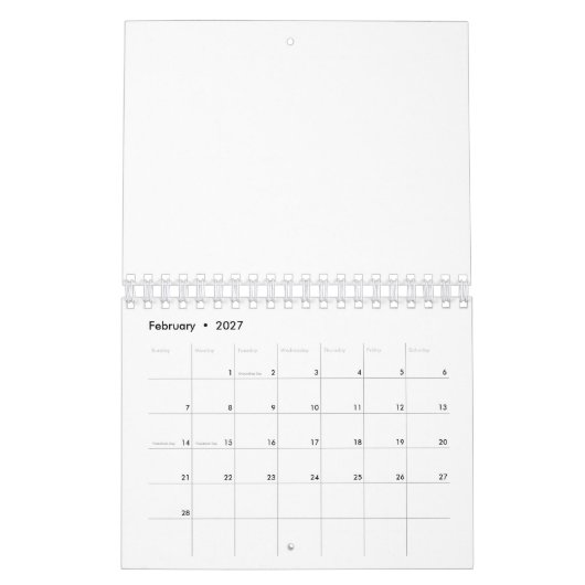 Planner Notebook カレンダー (2月 2027)