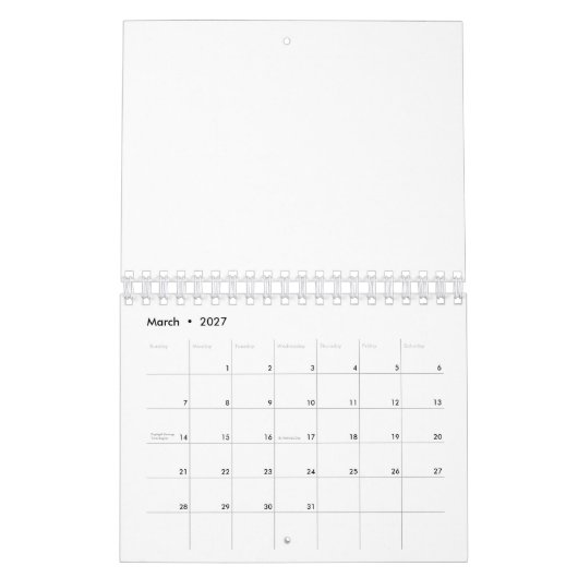 Planner Notebook カレンダー (3月 2027)