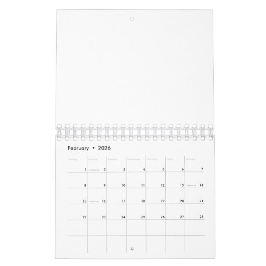 Planner Notebook カレンダー (2月 2026)