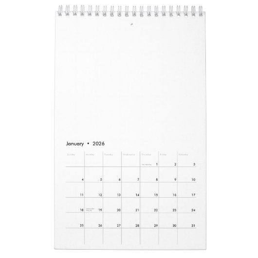 Planner Notebook カレンダー (1月 2026)