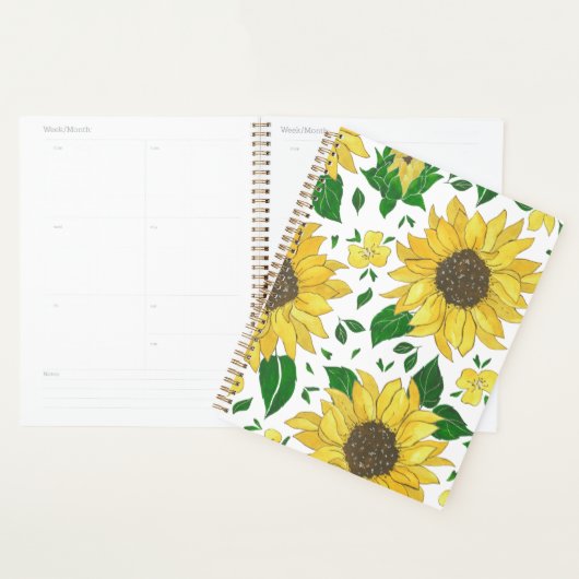 Planner Watercolor Sunflower Pattern  プランナー手帳 (ディスプレー)