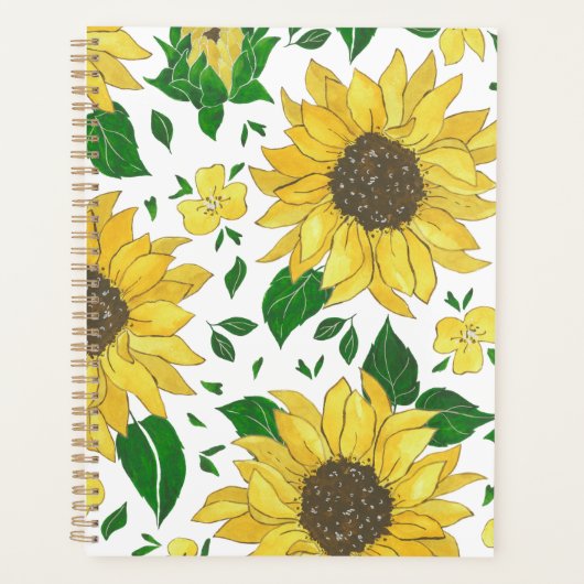 Planner Watercolor Sunflower Pattern  プランナー手帳 (正面)