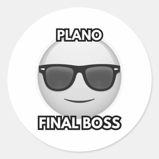 Plano Final Boss Cool Face Emoji ラウンドシール (正面)
