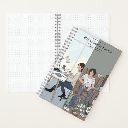 Plans vs Reality Spiral Notebook – Funny Journal ノートブック (内側)