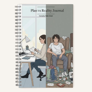 Plans vs Reality Spiral Notebook – Funny Journal ノートブック