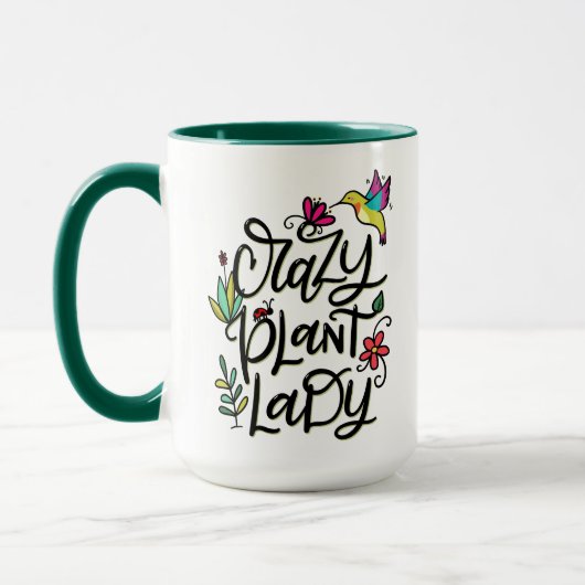 Plant 熱狂する Lady、手で書いた マグカップ (左)