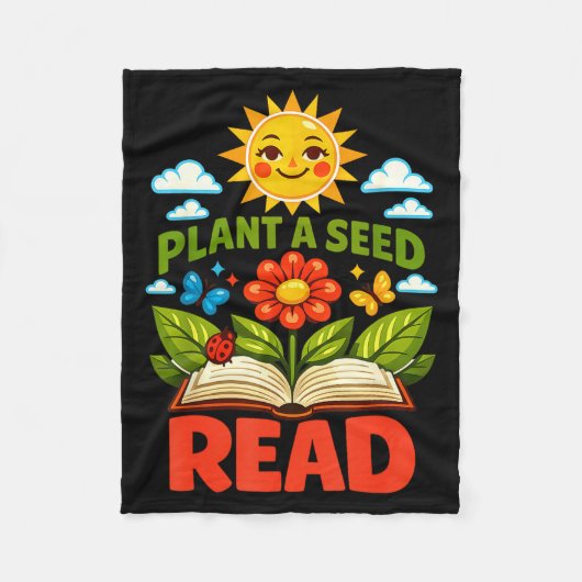 Plant a seed read reader book library funny mom フリースブランケット (正面)