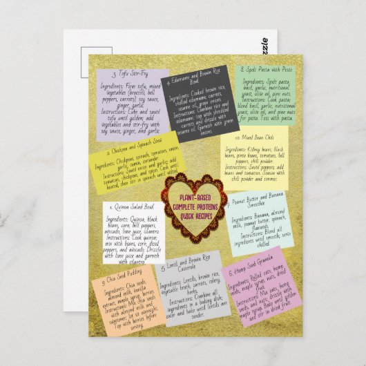 Plant-Based Complete Protein Recipes ポストカード (正面/裏面)