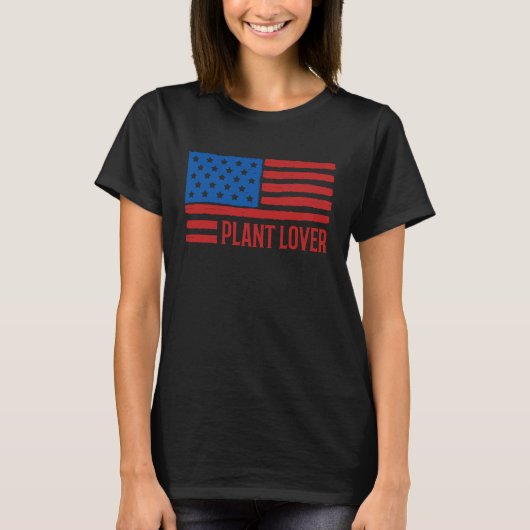 Plant Distressed Grunge American Flag USA Patrioti Tシャツ (正面)