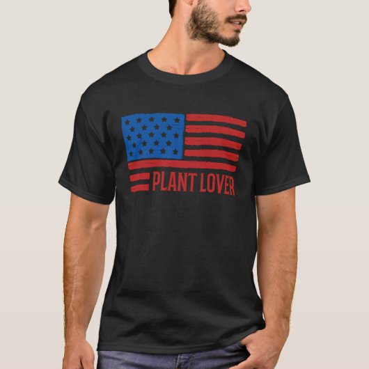 Plant Distressed Grunge American Flag USA Patrioti Tシャツ (正面)