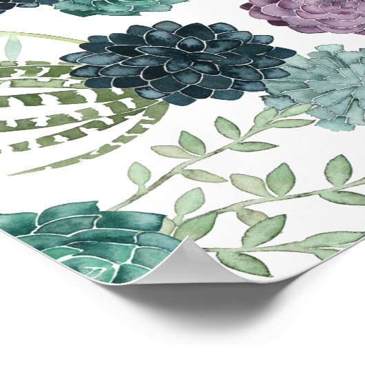 Plant Happiness Collection Succulent Pattern 3 ポスター (角)