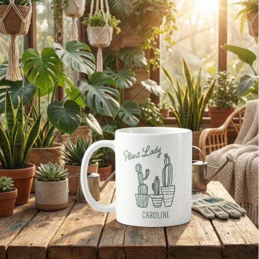 Plant Lady Cactus Succulent Gardening Lover Name コーヒーマグカップ