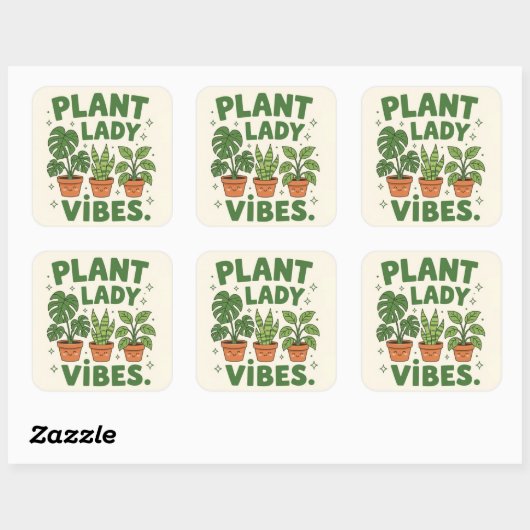 Plant lady vibes Adorable Greenery スクエアシール (シート)