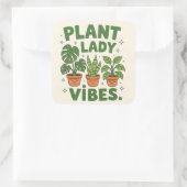 Plant lady vibes Adorable Greenery スクエアシール (バッグ)