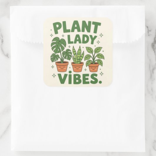 Plant lady vibes Adorable Greenery スクエアシール (バッグ)