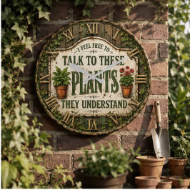 Plant Lover Feel Free to Talk to These Plants ラージ壁時計
