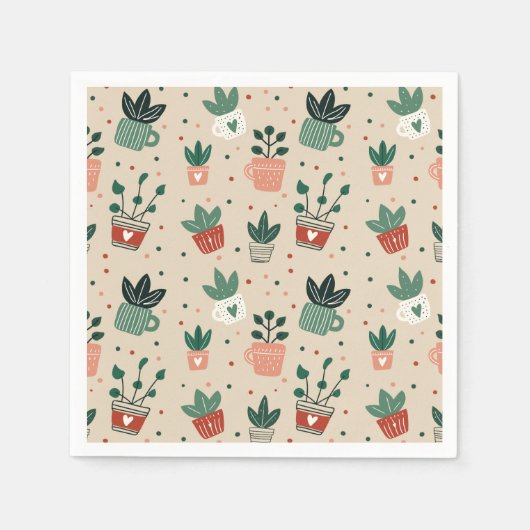 Plant Lover Paper Napkins スタンダードカクテルナプキン (正面)