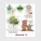 Plant Lover Sticker Sheet—Punny Mix シール (シート)