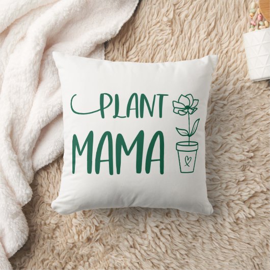Plant Mama Potted Plant Hunter Green and White クッション (ブランケット)