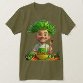 Plant-Powered Chef – Cooking with Kindness Tシャツ (デザイン正面)