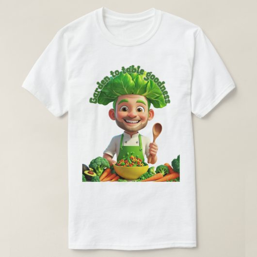 Plant-Powered Chef – Cooking with Kindness Tシャツ (デザイン正面)