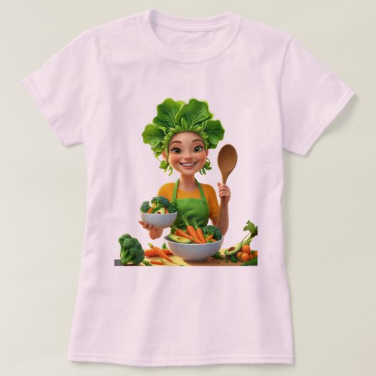 Plant-Powered Chef – Cooking with Kindness Tシャツ (デザイン正面)