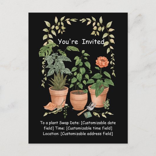 Plant Swap Invitation Earth Day Event Card シーズンポストカード (正面)