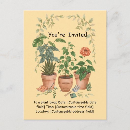 Plant Swap Invitation Earth Day Event Card シーズンポストカード (正面)