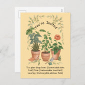 Plant Swap Invitation Earth Day Event Card シーズンポストカード (正面/裏面)