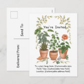 Plant Swap Invitation Earth Day Event Card シーズンポストカード (正面/裏面)