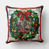 Planted Poinsettias Faux Stained Glass クッション (裏面)