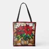 Planted Poinsettias Faux Stained Glass トートバッグ (裏面)