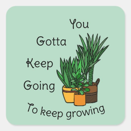 Planten sticker set “keep growing” スクエアシール (正面)