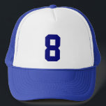 Plantilla custom el número ocho 8 color azul キャップ<br><div class="desc">Plantilla para personalizar con tu número. Personaliza fácil y a tu gusto tu gorra con esta rápida plantilla que puedes modificar y adaptar a tus necesidades o preferencias personales. Añade, diseña, sustituye o cambia un número, nombre, texto, tu cita o frase favorita. Añade la inicial en un monograma, fotografías, dibujo,...</div>